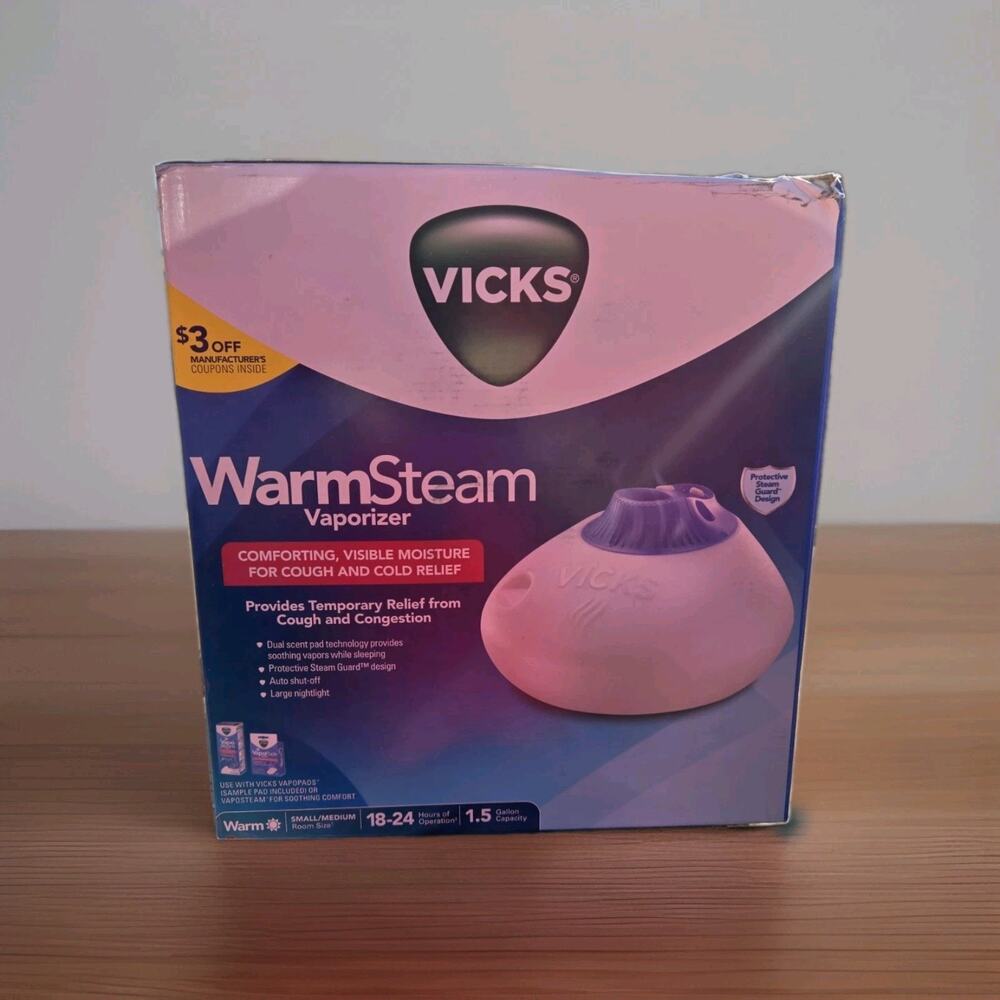 New Vicks Warm Steam Vaporizer Humidifier 1.5 Gallon Open Box Auto Shut-Off Off